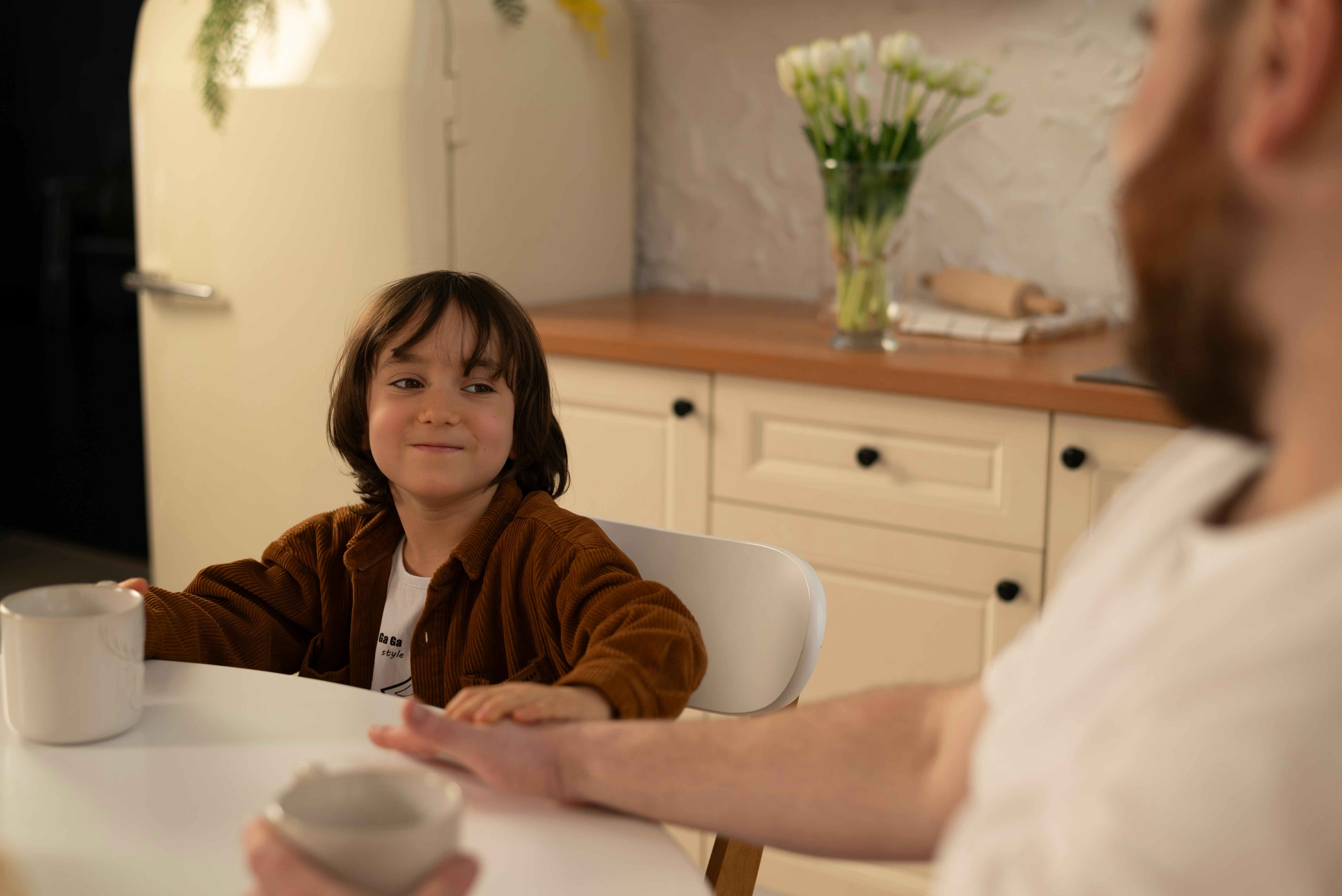 parent and child talking calmly