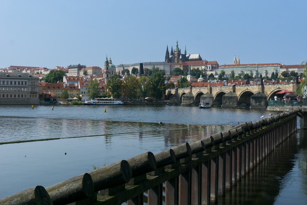 a view of a bridge over a body of water