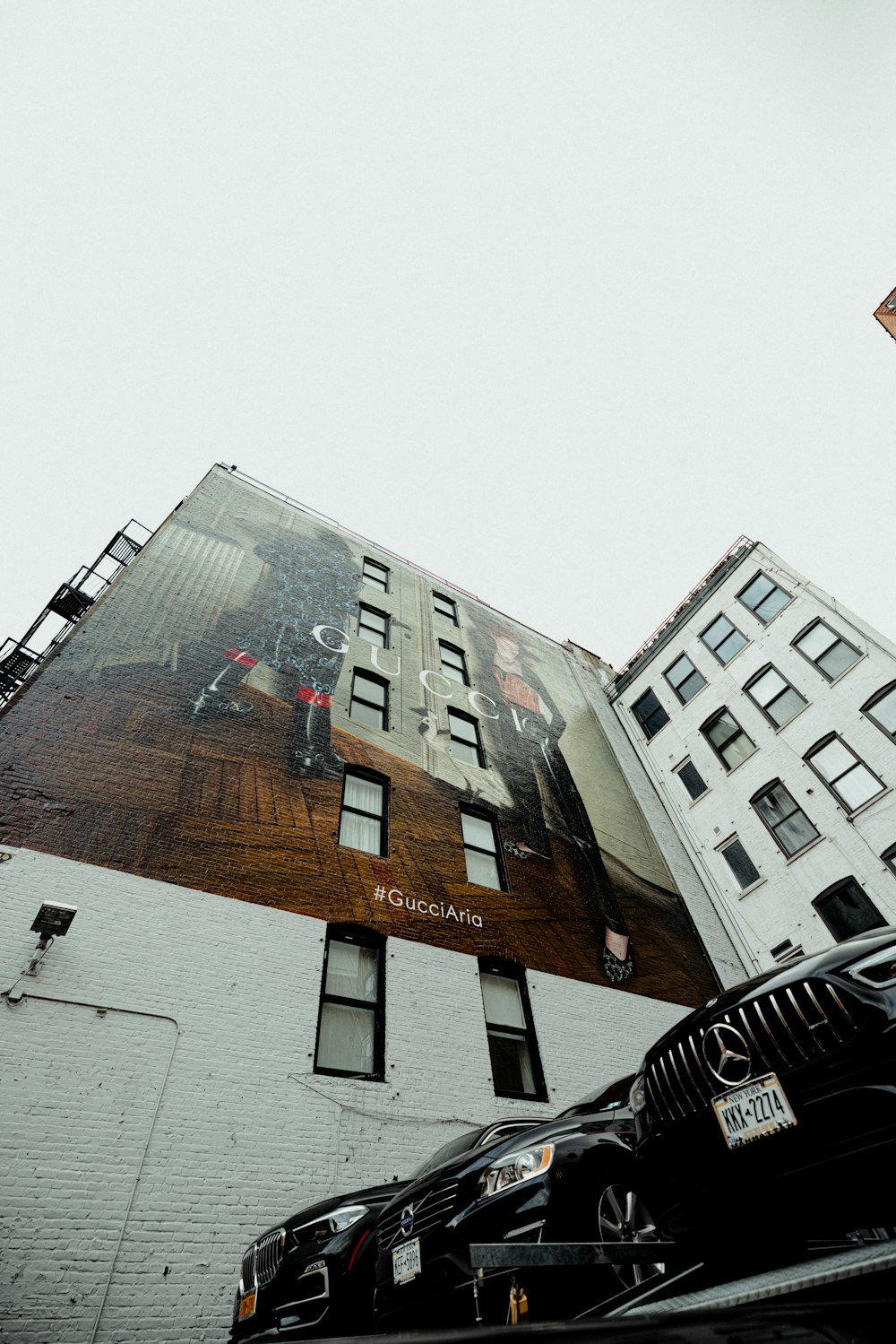 a building with a large advertisement on the side of it