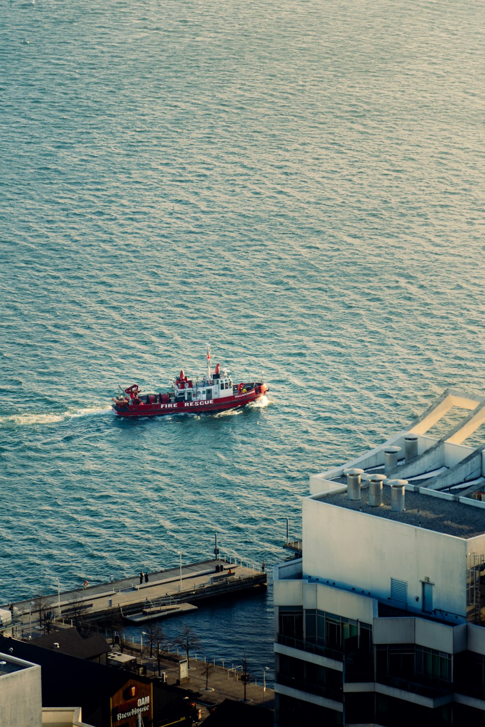 a large boat in the middle of the ocean