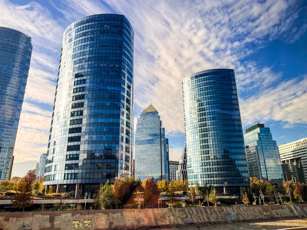 a group of tall buildings sitting next to each other