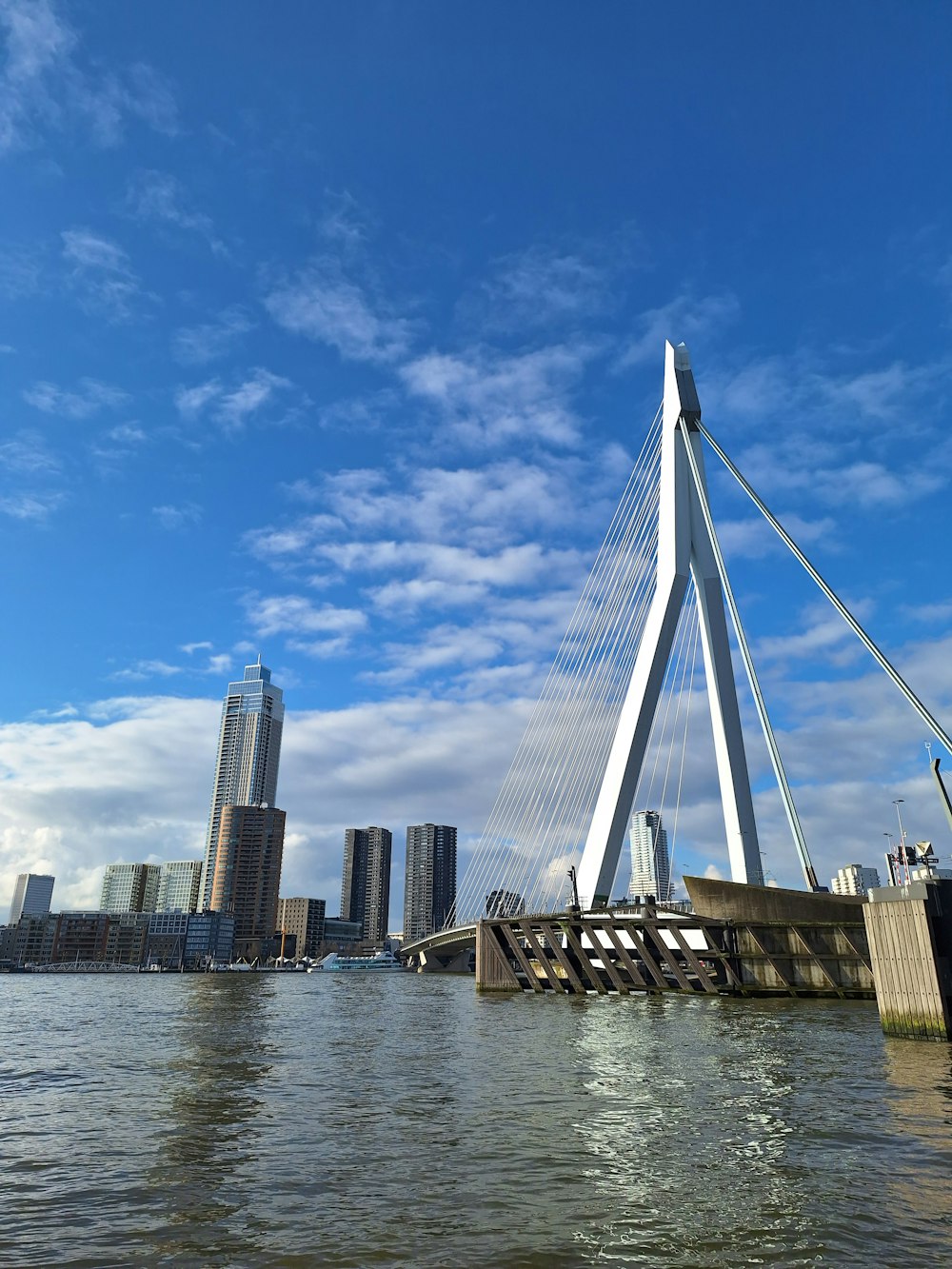 a view of a bridge over a body of water