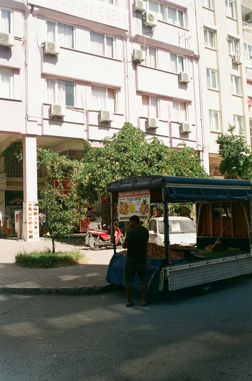 a food truck parked on the side of the road