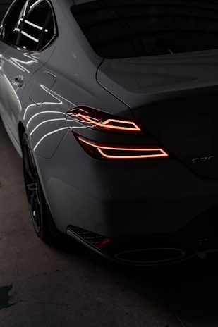 a car that is parked in a garage