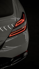 a close up of the tail lights of a car