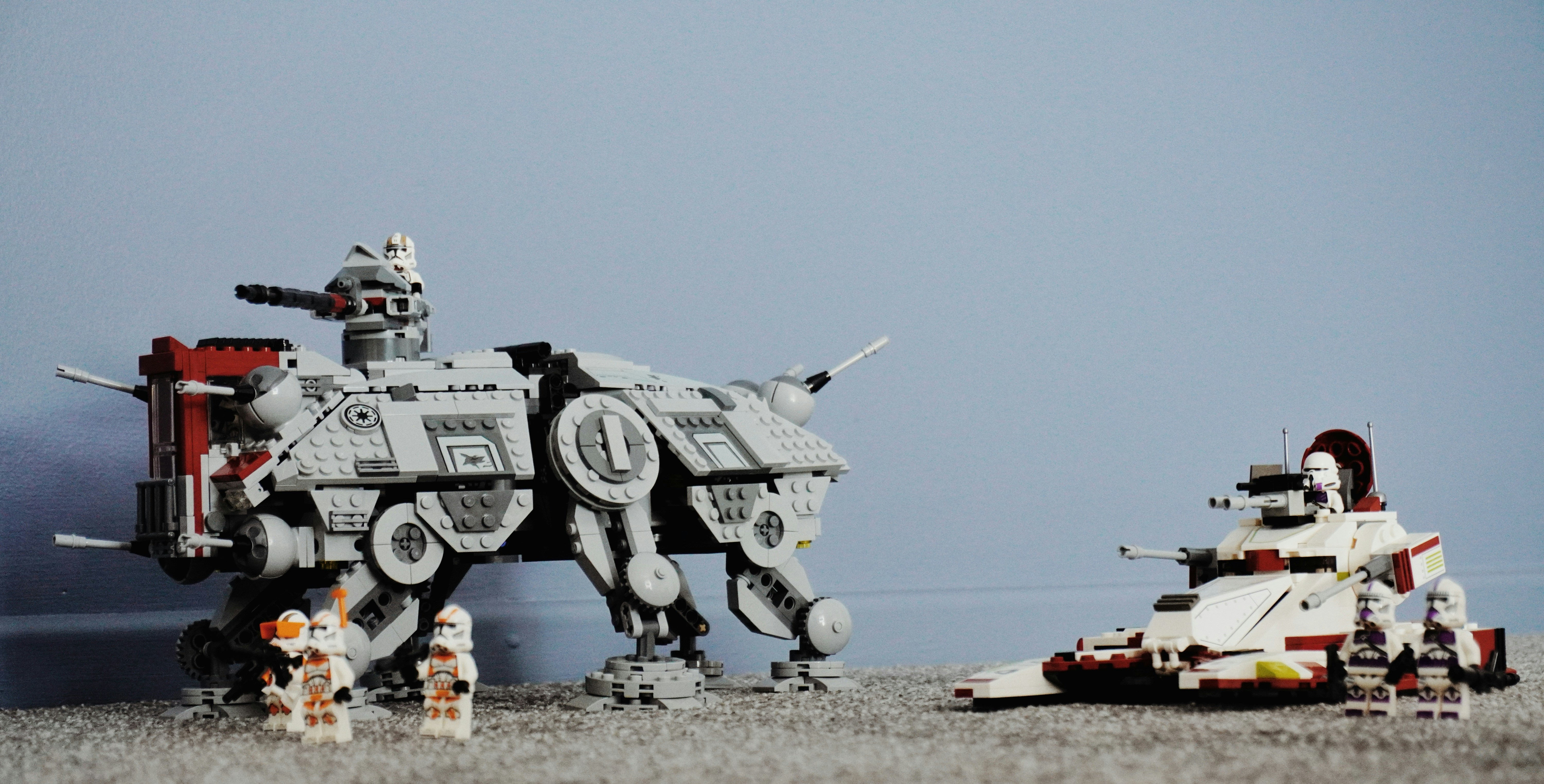 a lego star wars at at walker and a lego star wars at at walker