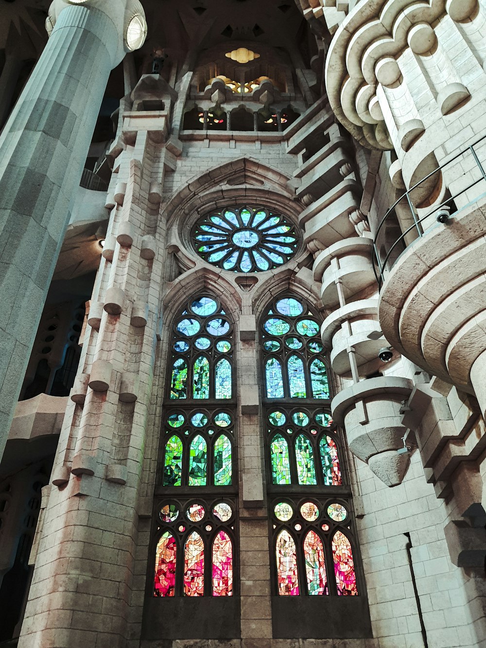 a large cathedral with a large stained glass window
