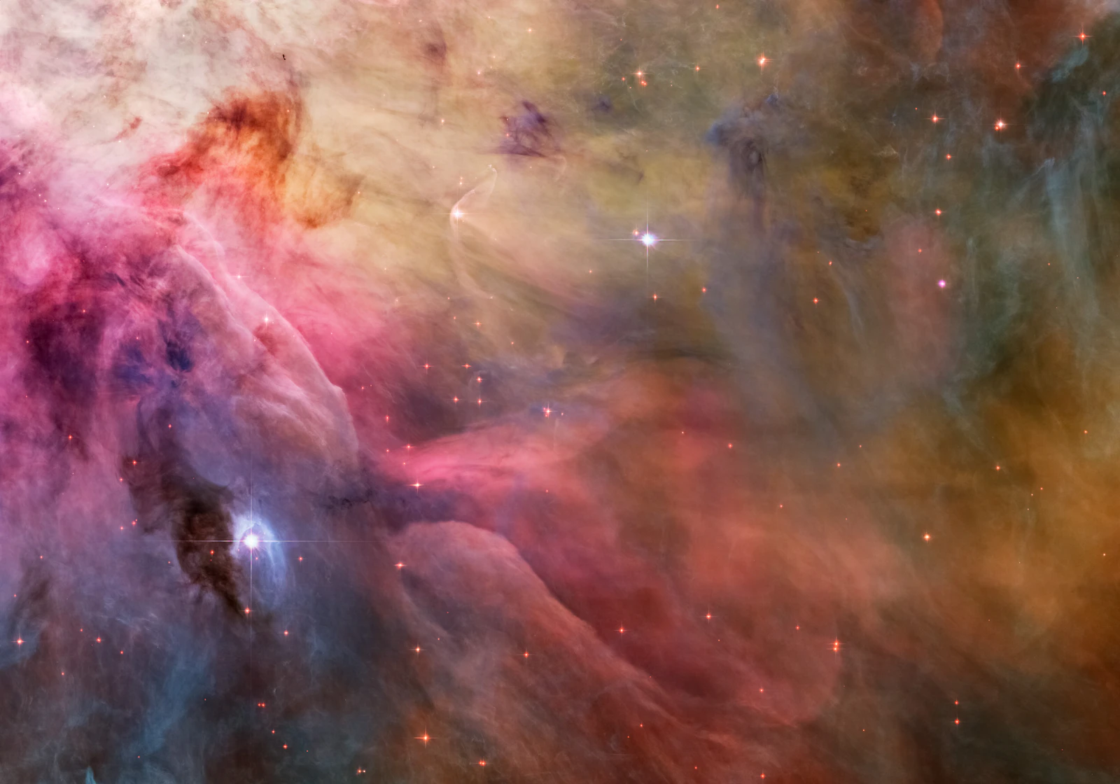 Swirling blues and purples of a distant galaxy, soft stars emerging from cosmic dust