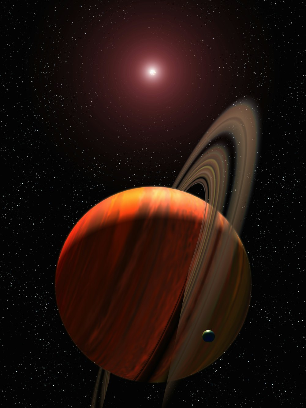 an artist's rendering of a planet with a star in the background