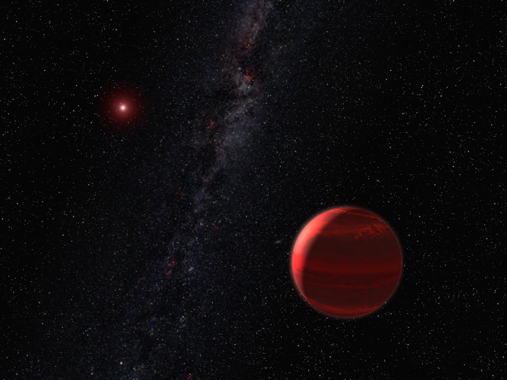 赤色矮星と赤色矮星のアーティストによるレンダリング