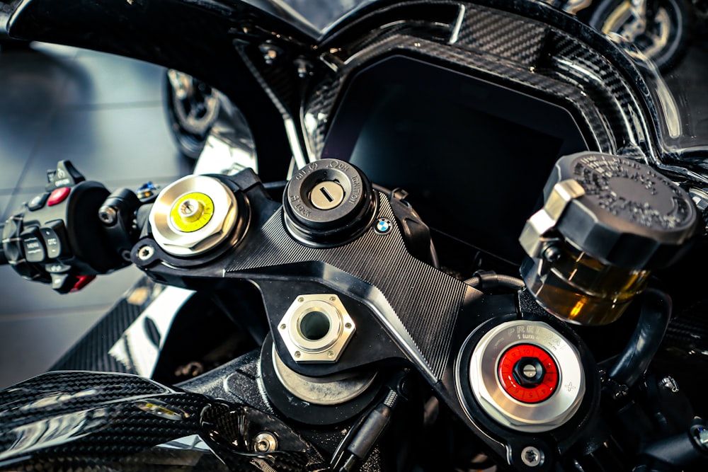 a close up view of a motorcycle engine