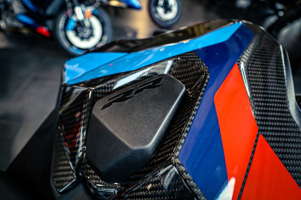 a close up of a motorcycle engine cover