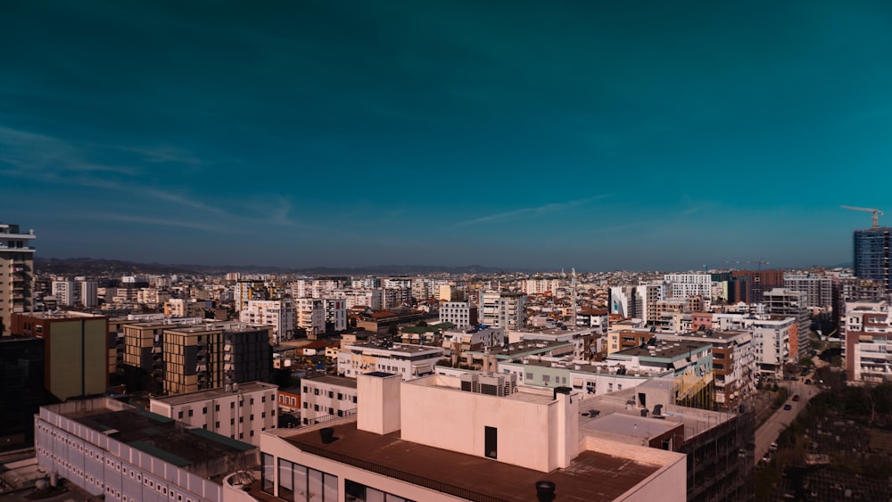 a view of a city with tall buildings