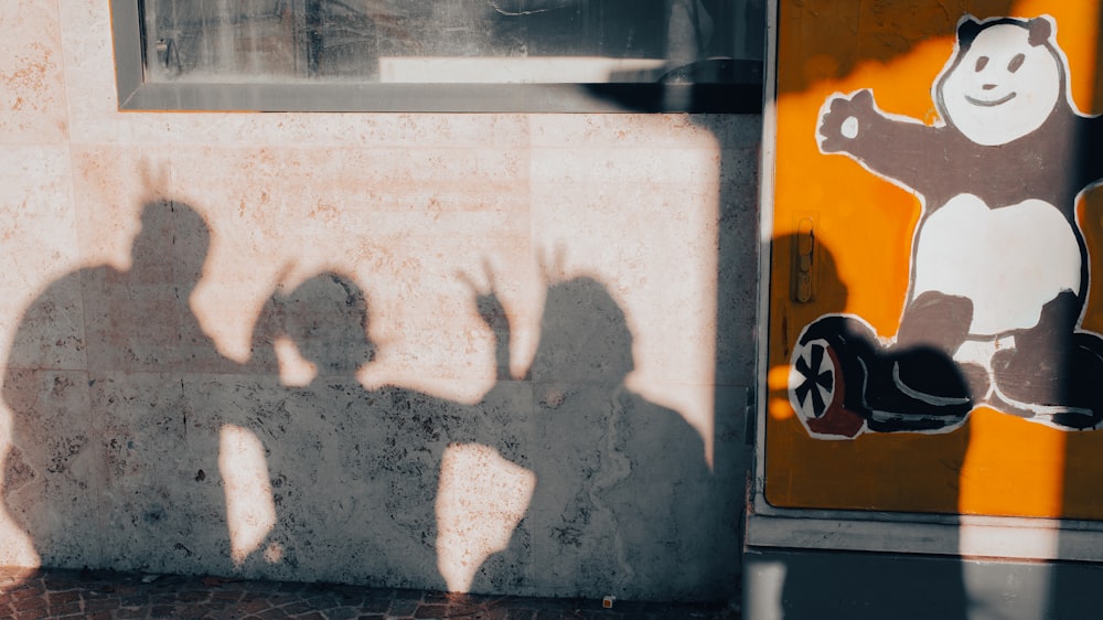 a group of people standing in front of a building