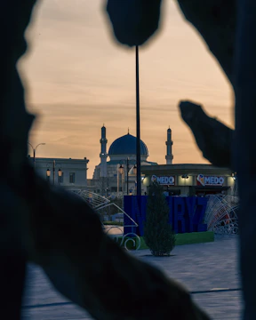 a building with a blue dome in the background