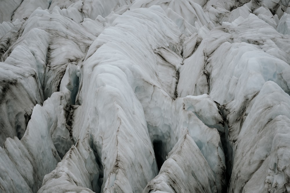 a large group of ice formations in the snow