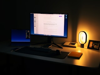 a desktop computer sitting on top of a desk