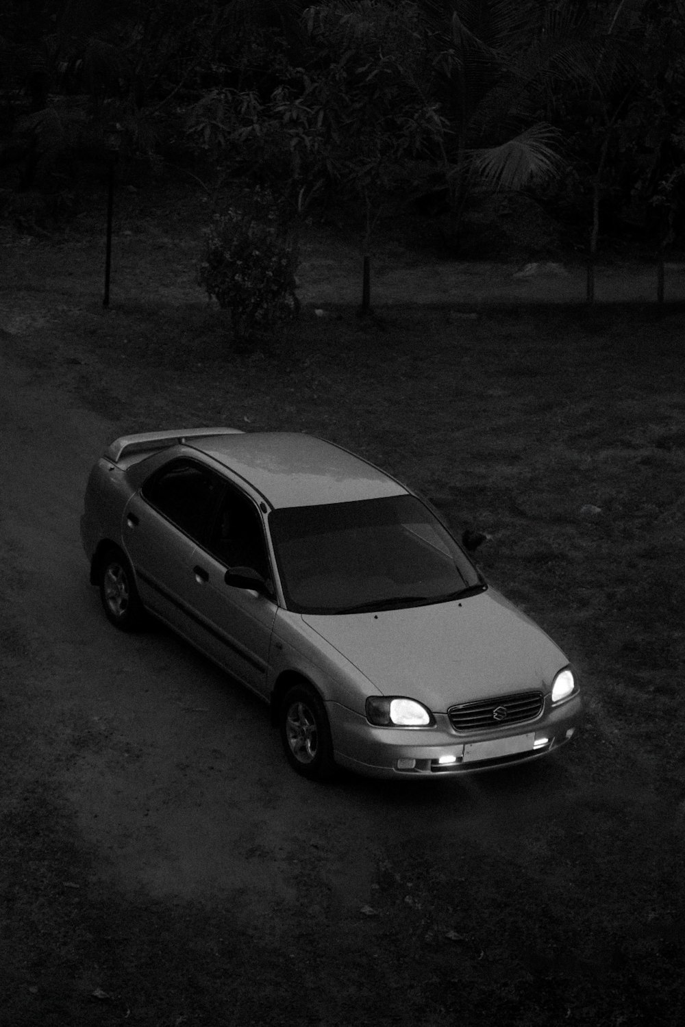 a car parked on the side of a road