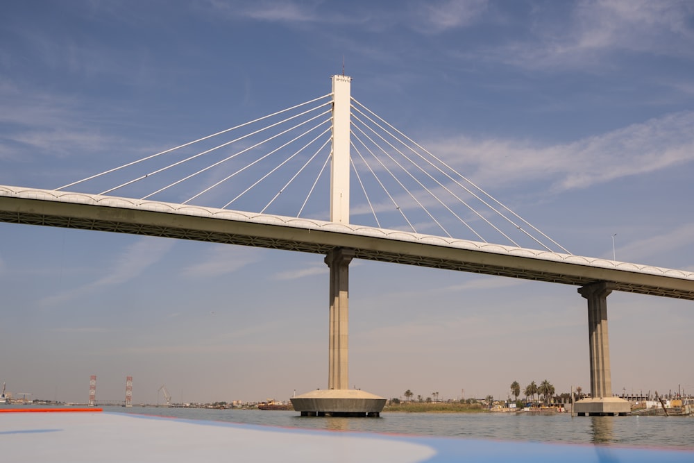 a view of a bridge over a body of water