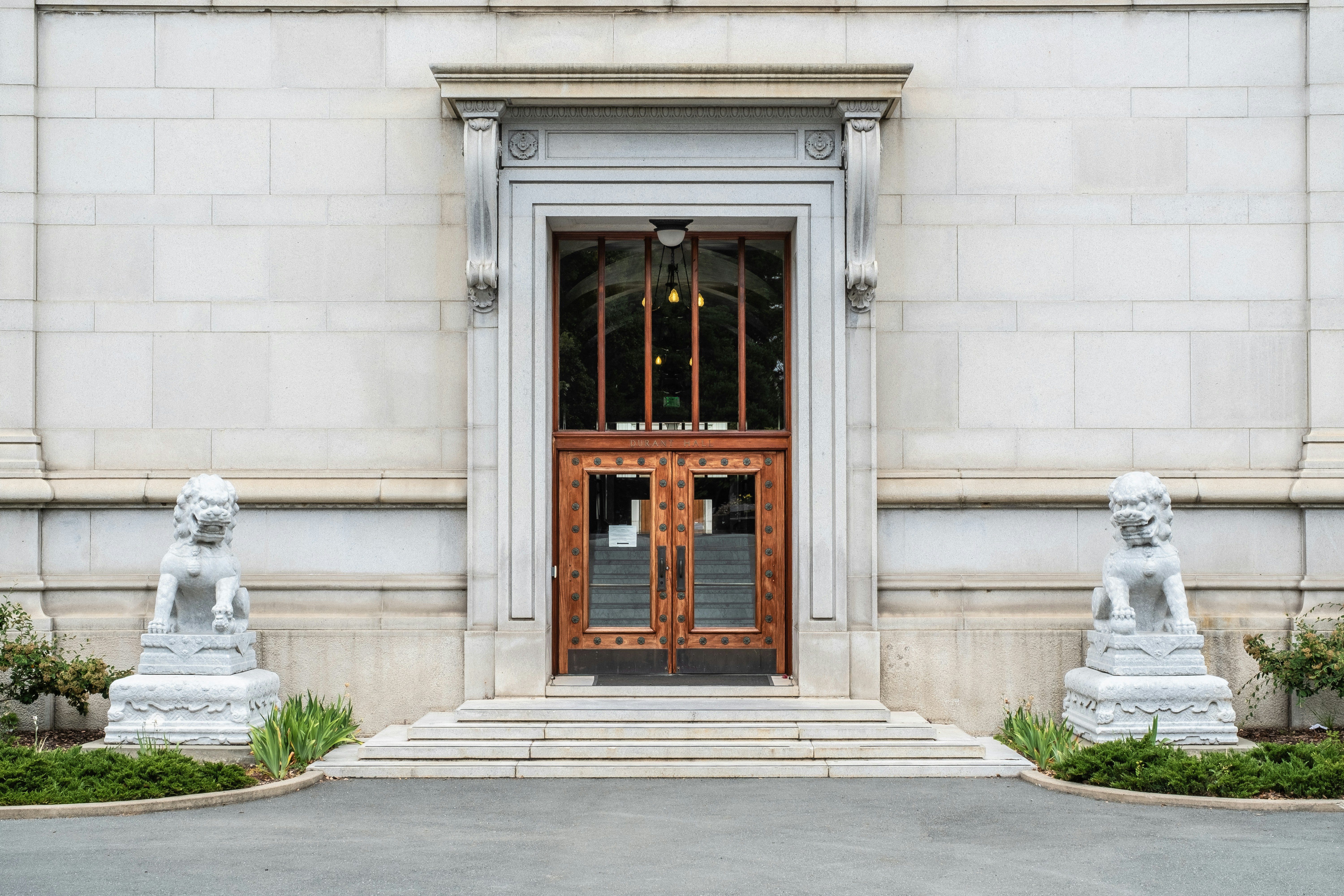 University entrance with statues