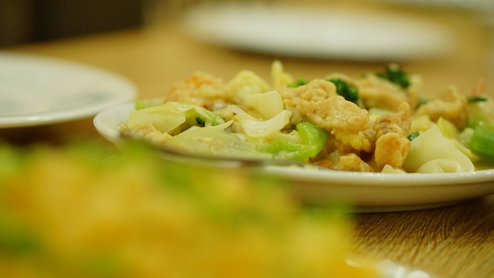 a close up of a plate of food on a table