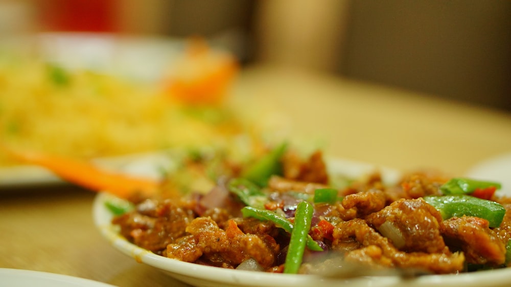 a close up of a plate of food on a table