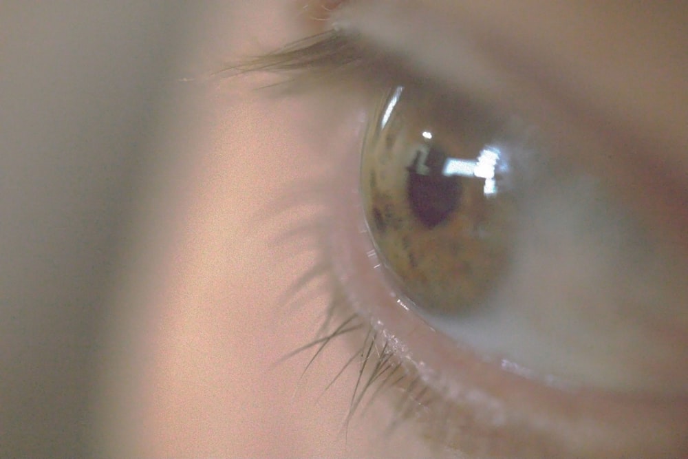 a close up view of a person's eye