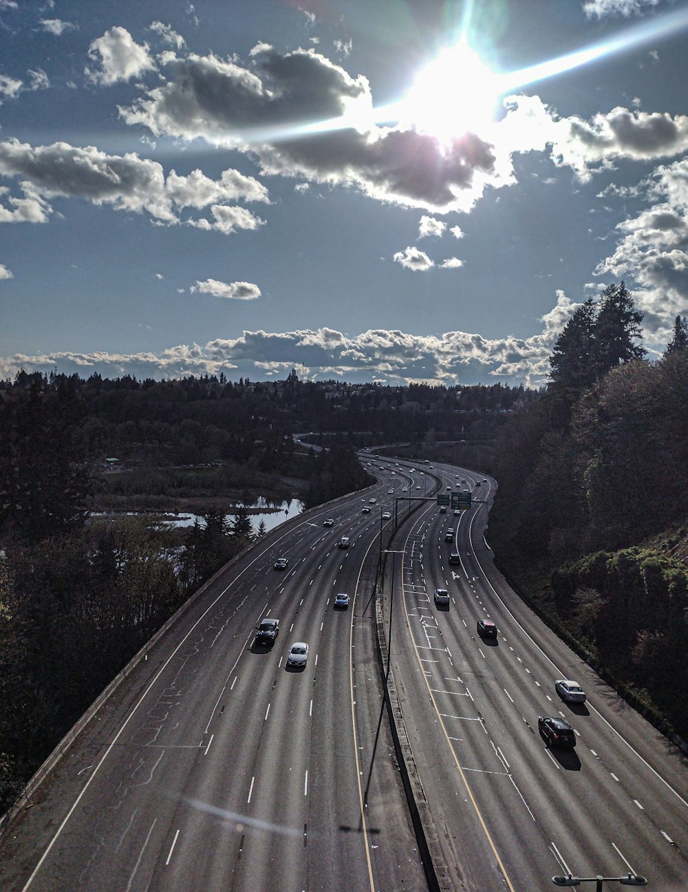 a highway with a lot of traffic going down it