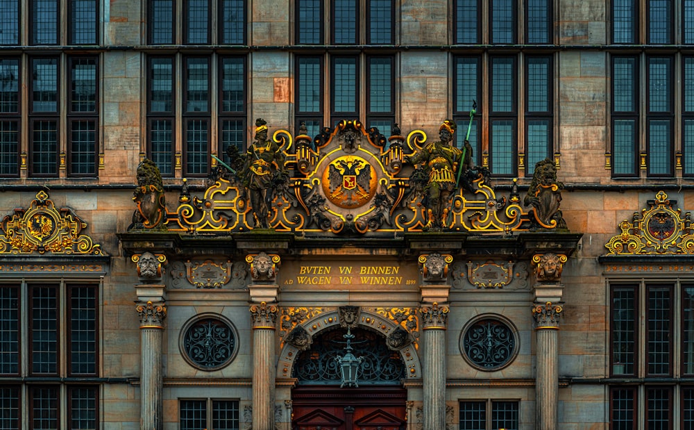 a large building with a clock on the front of it