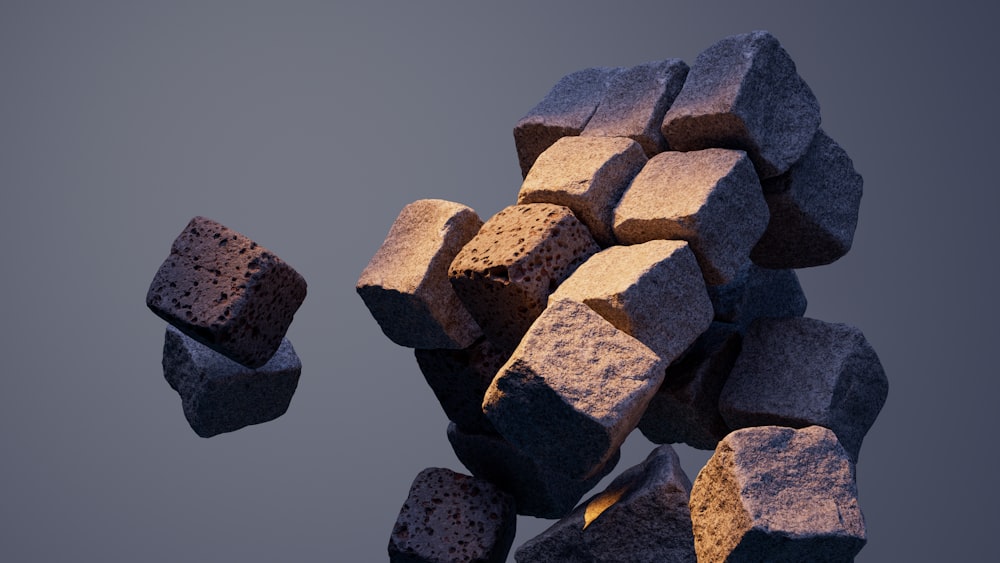 a pile of rocks sitting next to each other