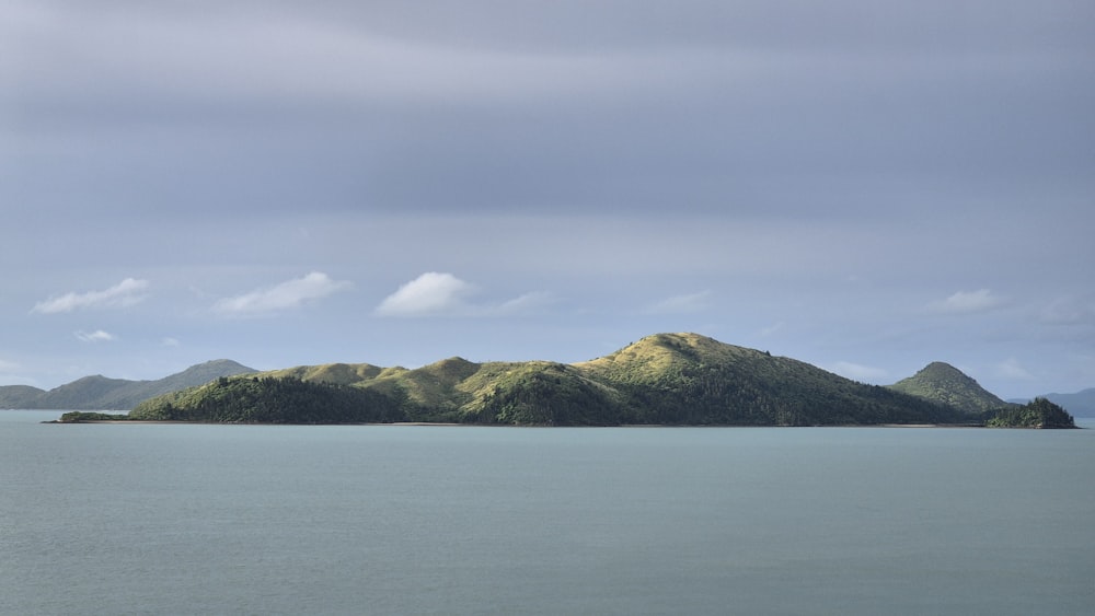 a small island in the middle of a large body of water