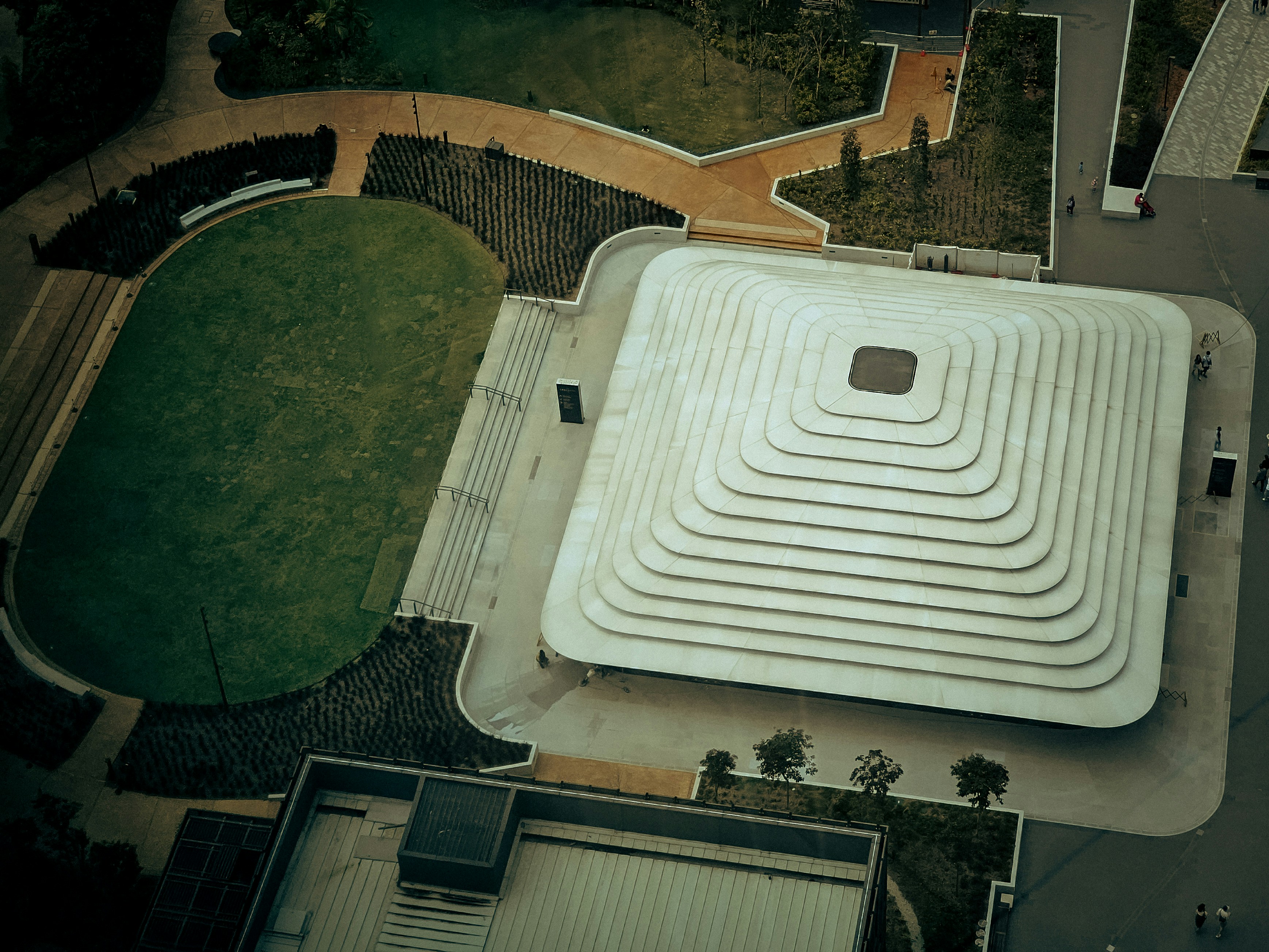 an aerial view of an inflatable swimming pool