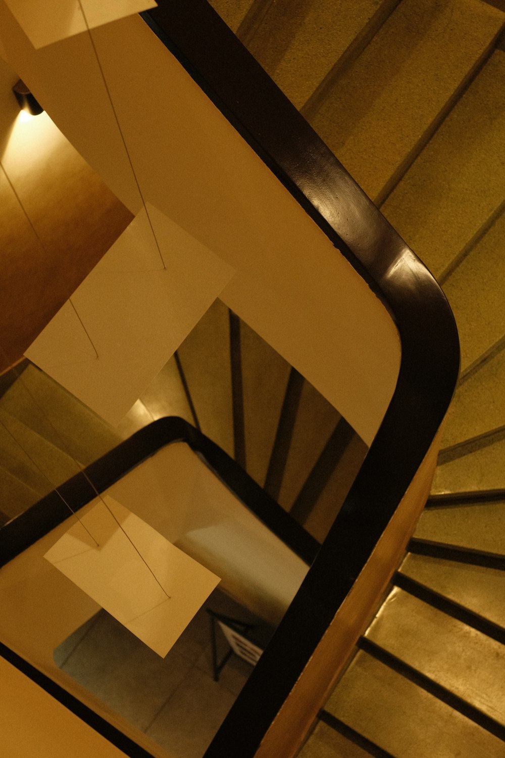 a view of a spiral staircase from above