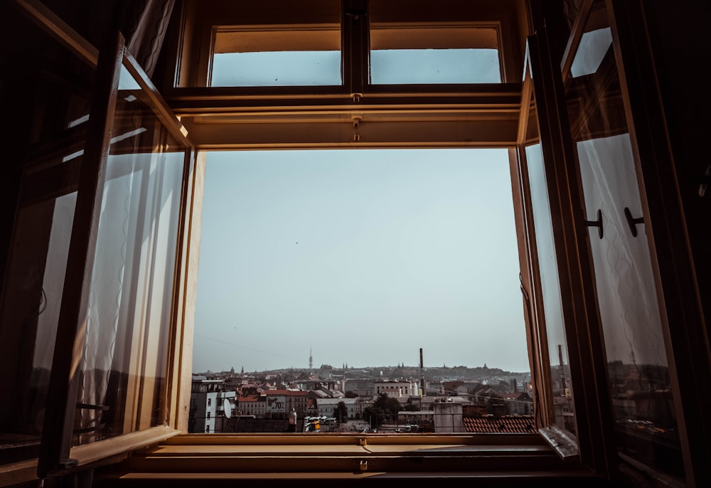 a view of a city from a window