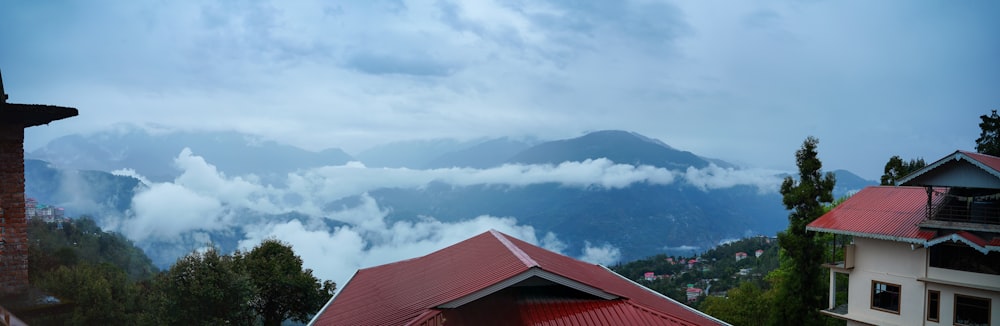 a red roof on top of a building