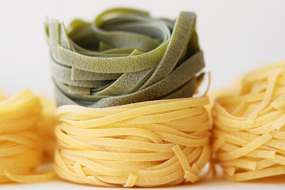 a close up of a bunch of pasta noodles