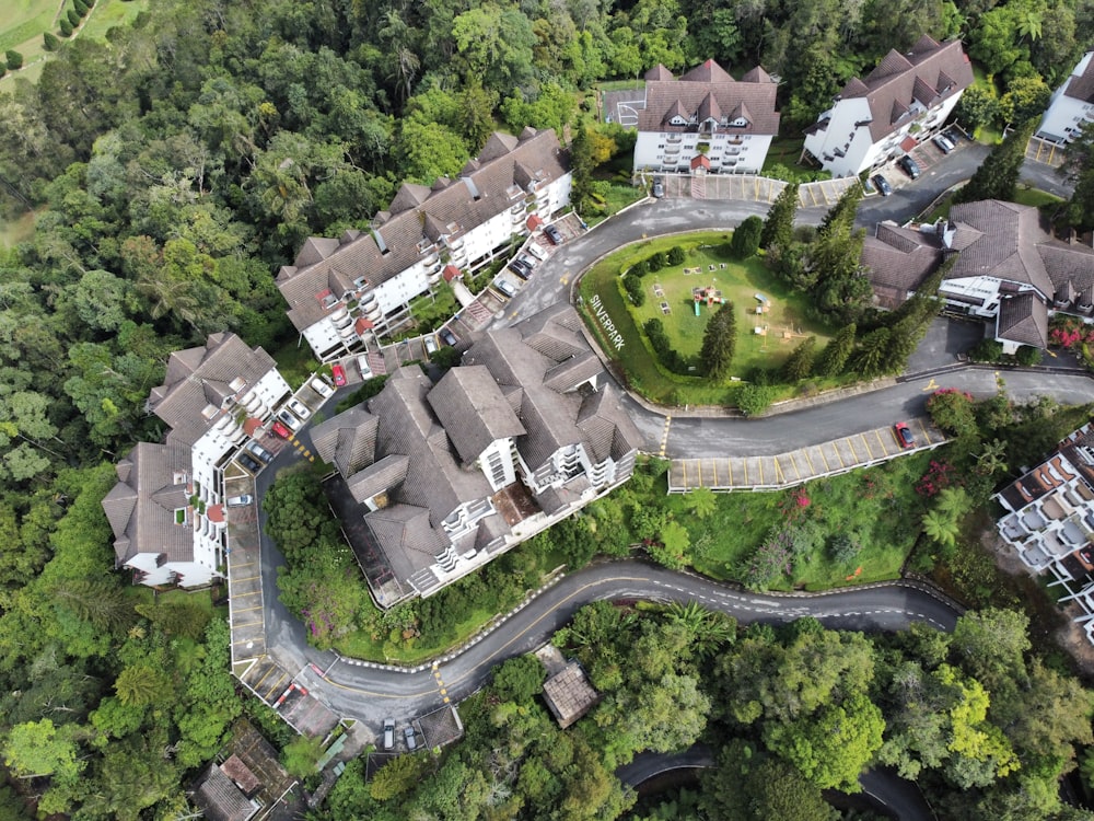 a bird's eye view of a residential area