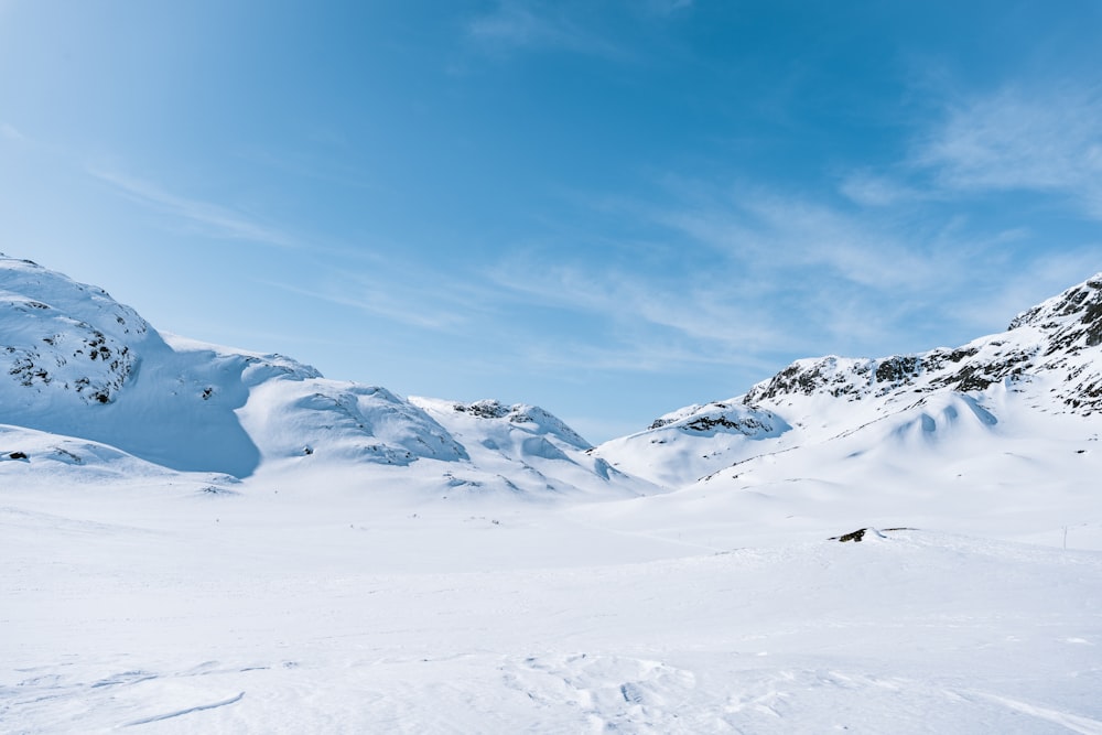 a man riding skis on top of a snow covered slope