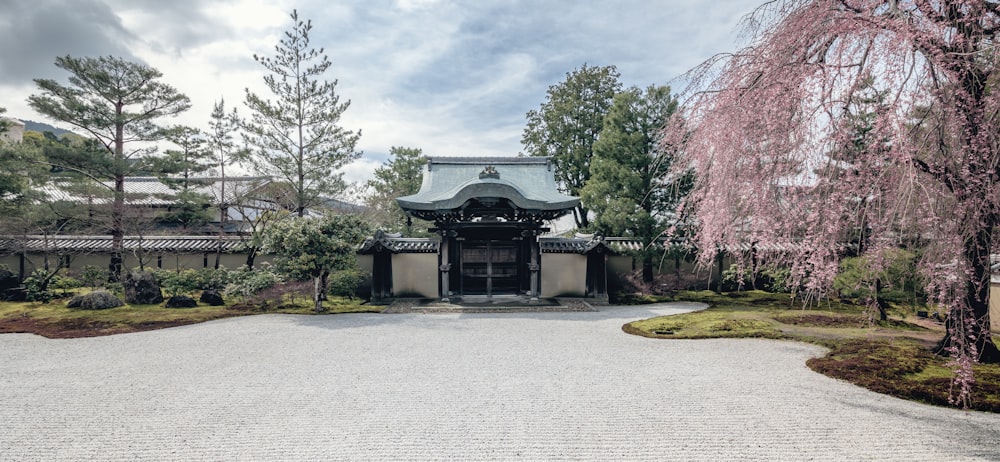 a building with a gate in the middle of it