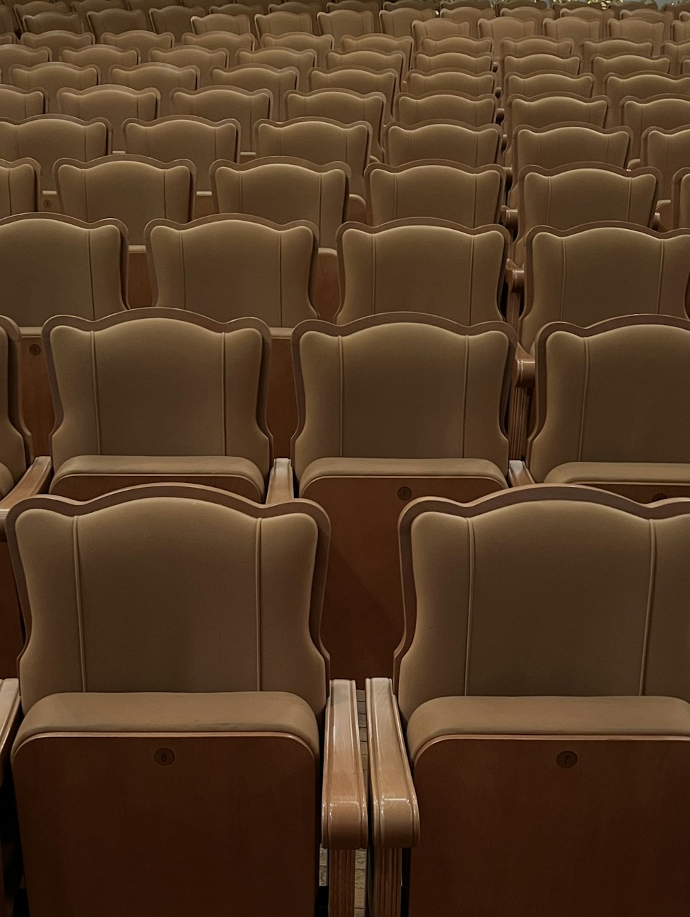 rows of empty seats in a large auditorium