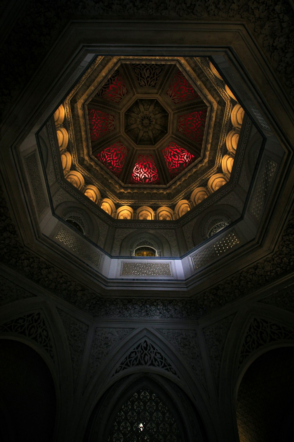 a view of the ceiling of a building