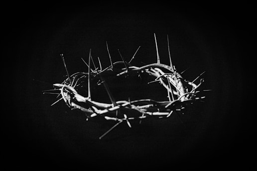 a black and white photo of a crown of thorns