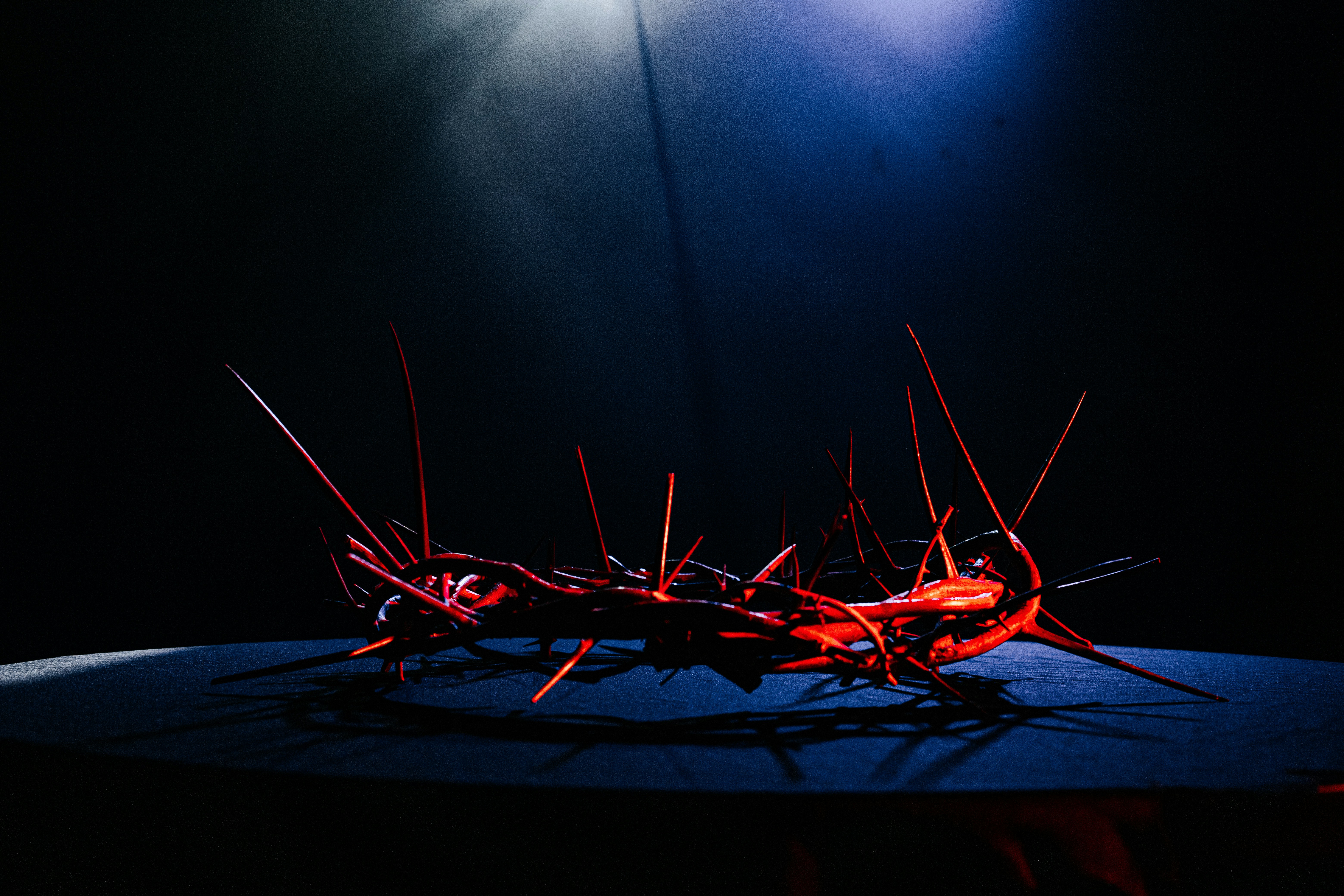 eine Dornenkrone, die auf einem Tisch sitzt