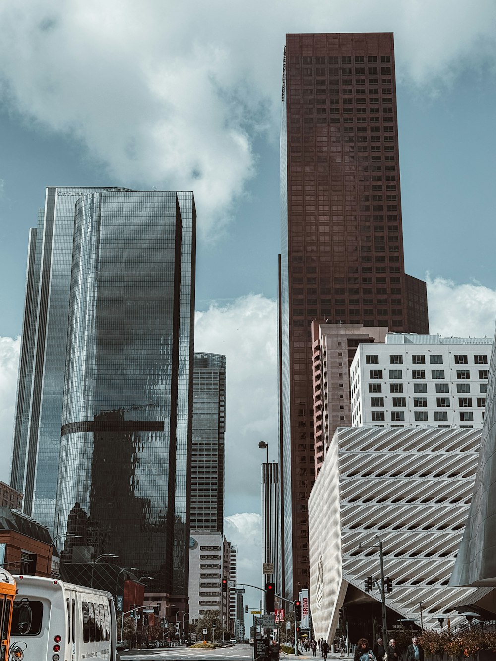 a city street filled with lots of tall buildings