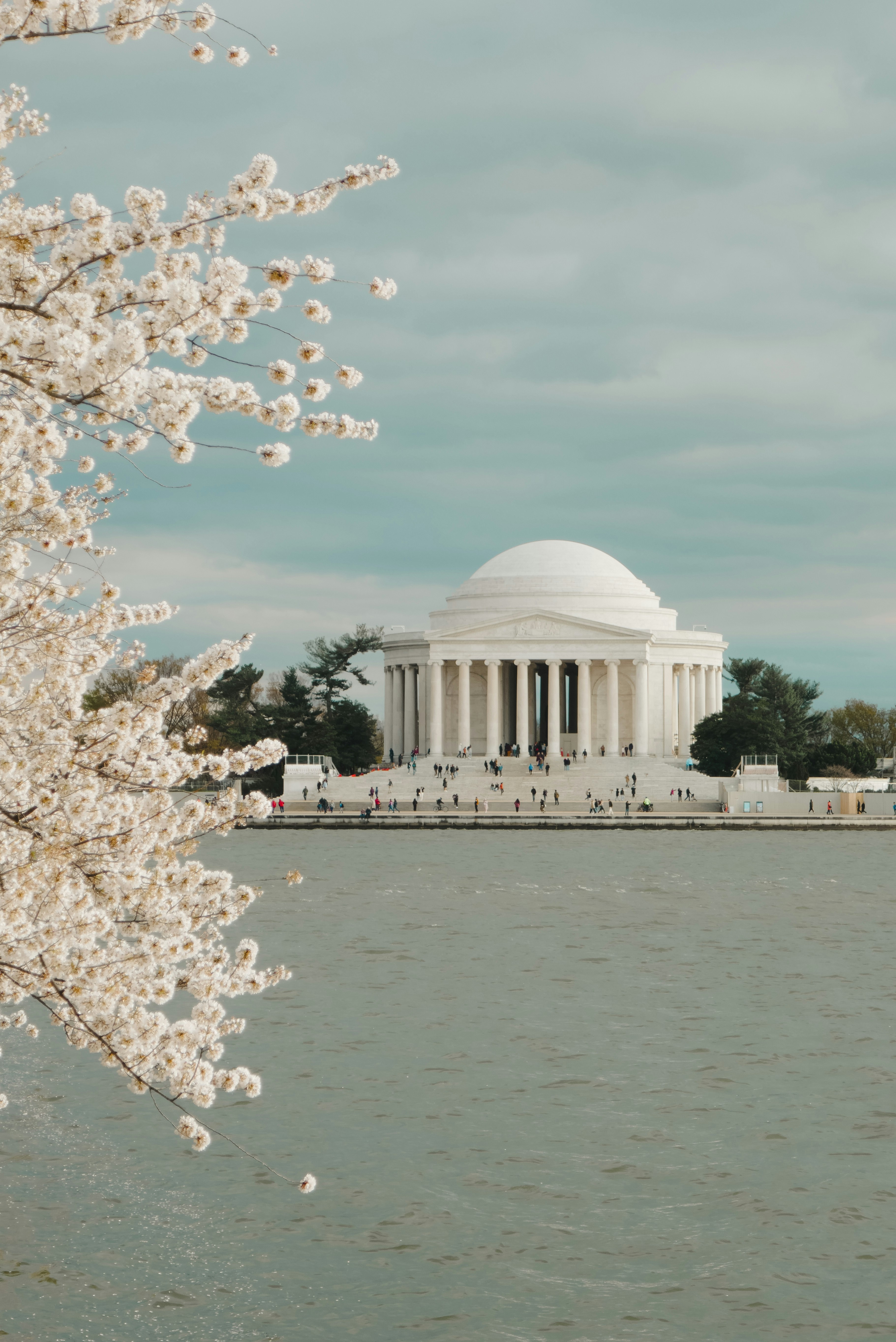 a view of the jefferson memorial from across the water