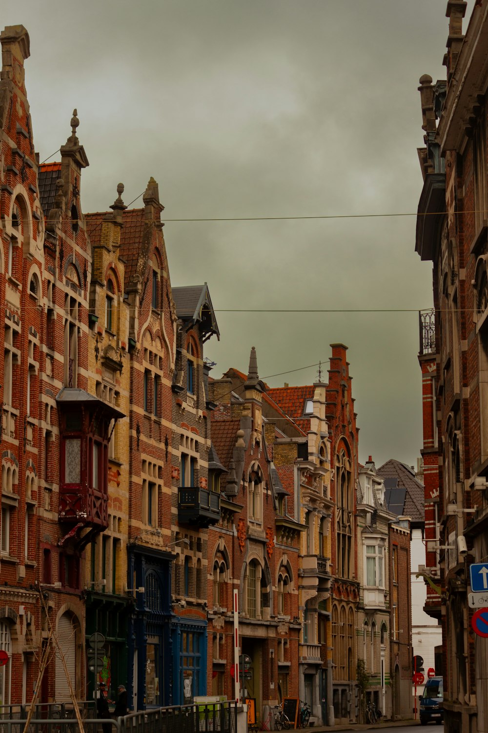 a row of buildings on a city street