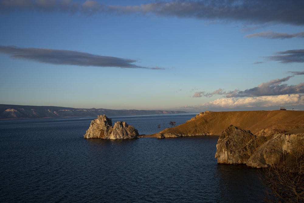 a large body of water surrounded by mountains