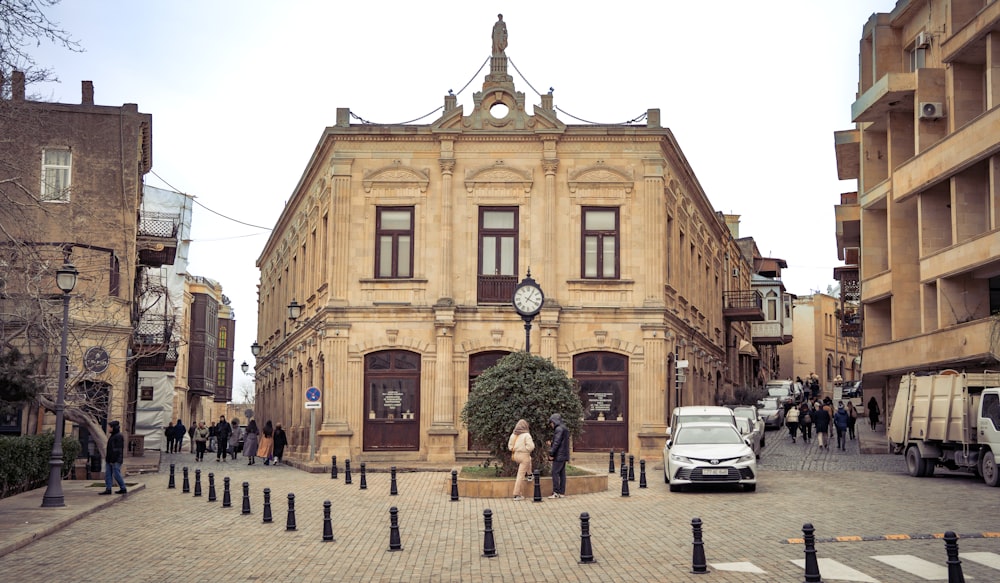 a large building with a clock on the top of it