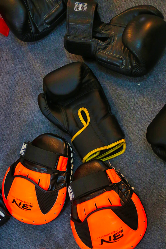 Boxing gloves ready for training