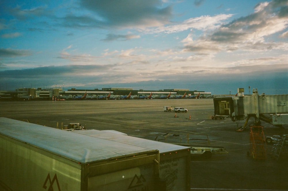 a view of an airport from a window